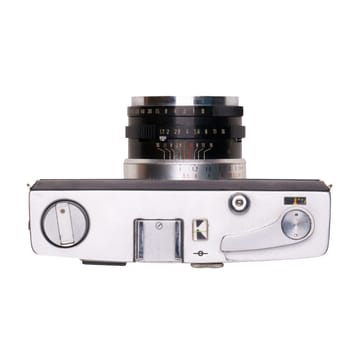 vintage old film camera isolated on white background