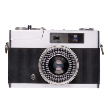 vintage old film camera isolated on white background