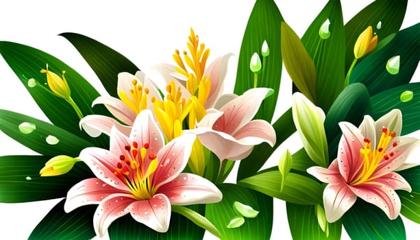 Lys flowers in white background - Generative AI