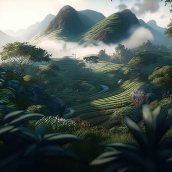 Tea plantation. Image created by AI
