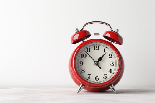 Old alarm clock on white background. Generative AI