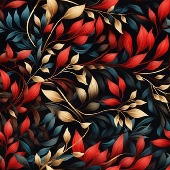 Watercolor seamless pattern with twigs and leaves. Botanical pattern for fabrics. Generative AI