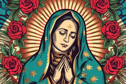 Beautiful lady of guadalupe mexico saint holy faith. Generative AI