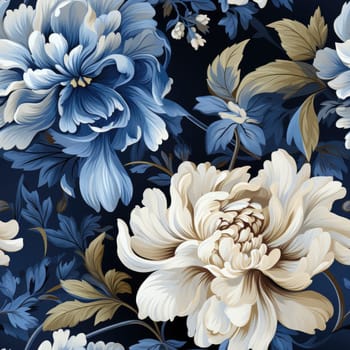 Blue floral seamless pattern wallpaper on the wall. Generative AI