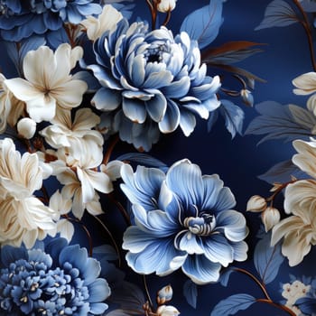 Blue floral seamless pattern wallpaper on the wall. Generative AI