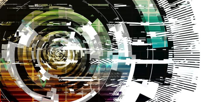 Virtual Technology Background on a Computer Network Tech Art