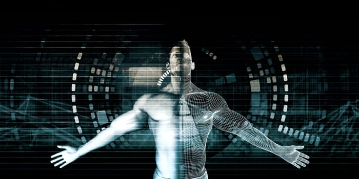 Man Machine Merging Together Digital Transformation