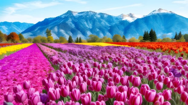 The nice colorful flower field - AI generated