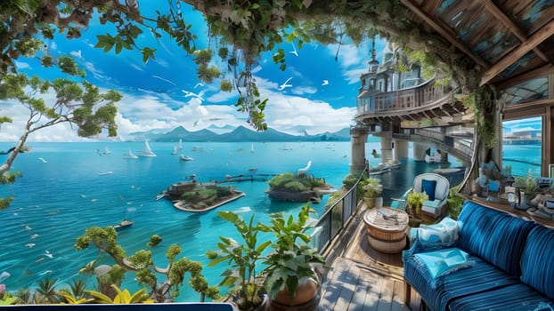 The beautifal landscape with nice safa can site enjoin life - ai generated