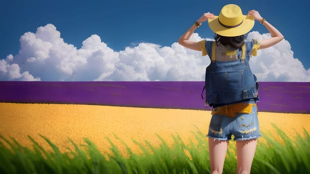 The asian farmer in colorful farm - ai generated