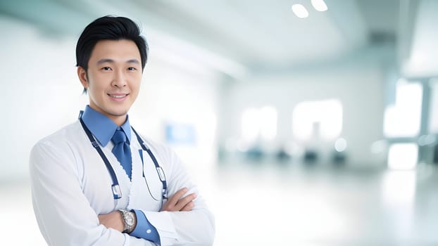 The young doctor standing with stethoscope - ai generated