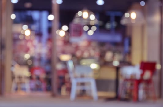 Blurred image of cafe with colorful bokeh background