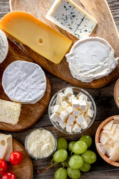 A variety of dairy products including cheese, milk and yogurt.