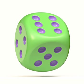 Green dice 3D rendering illustration isolated on white background