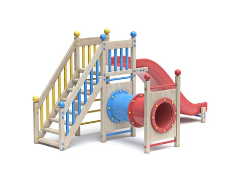 Children playground with tube 3D rendering illustration isolated on white background