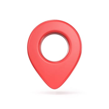 Red map pointer 3D rendering illustration isolated on white background