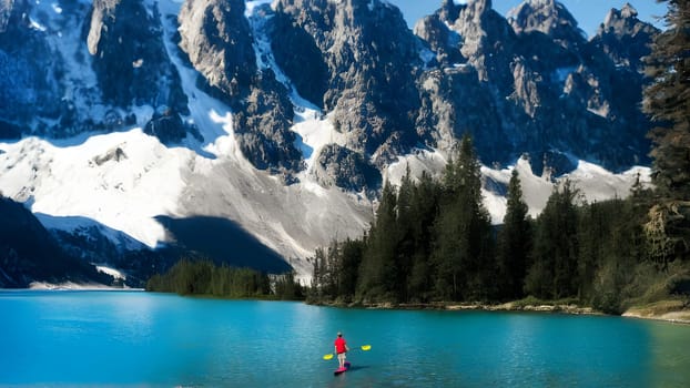 The beautiful mountain and rever with nice water view - ai generated