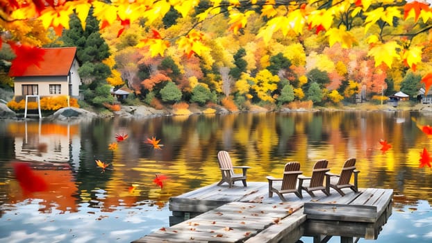 The Beautiful Mountain River at Autumn - ai generated