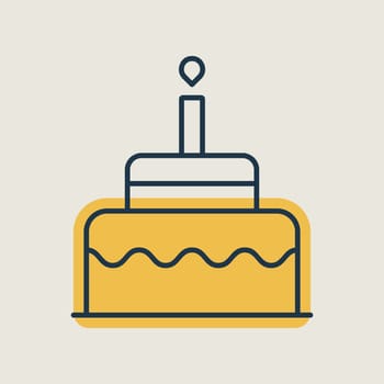 Birthday cake vector isolated icon. Graph symbol for children and newborn babies web site and apps design, logo, app, UI