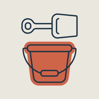 Child pail and shovel isolated vector icon. Graph symbol for children and newborn babies web site and apps design, logo, app, UI