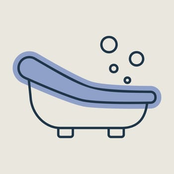 Cute litte baby bath isolated vector icon. Graph symbol for children and newborn babies web site and apps design, logo, app, UI