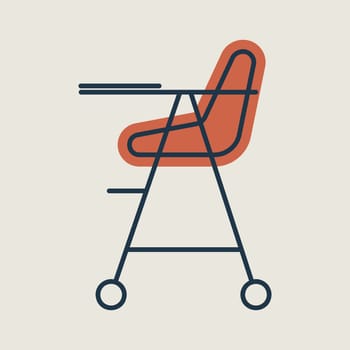 Baby chair vector isolated icon. Graph symbol for children and newborn babies web site and apps design, logo, app, UI