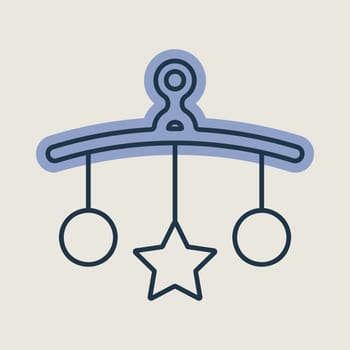 Baby crib hanging toy vector isolated icon. Graph symbol for children and newborn babies web site and apps design, logo, app, UI