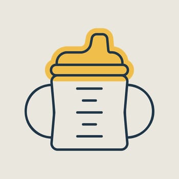 Toddler sippy cup isolated vector icon. Graph symbol for children and newborn babies web site and apps design, logo, app, UI