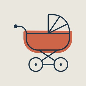 Stroller baby, carriage vector isolated icon. Graph symbol for children and newborn babies web site and apps design, logo, app, UI