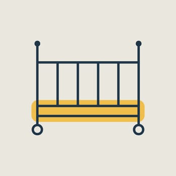 Classic wooden baby crib isolated vector icon. Graph symbol for children and newborn babies web site and apps design, logo, app, UI