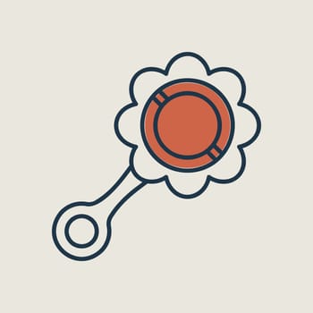 Baby rattle toy vector isolated icon. Graph symbol for children and newborn babies web site and apps design, logo, app, UI