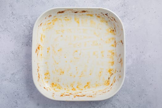 Baking tray or casserole with burnt on grease