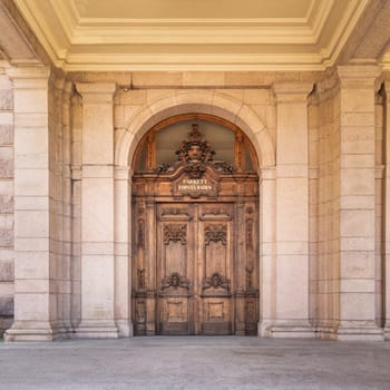 Side entrance of Royal Swedish Opera House, Swedish: Kungliga Operan, located in the center of Sweden's capital Stockholm in the borough of Norrmalm, Stockholm, Sweden