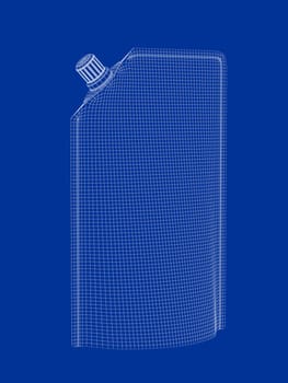 3D wire-frame model of stand-up pouch with spout