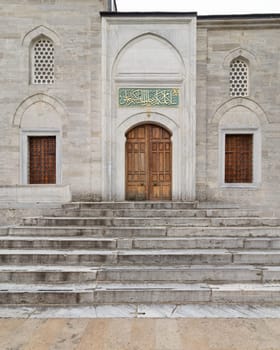 Closed Entrance of Yeni Valide I Mosque, or Yeni Valide Camii, an 18th century Ottoman mosque located in Uskudar district, on the Asian side of Istanbul, Istanbul, Turkey