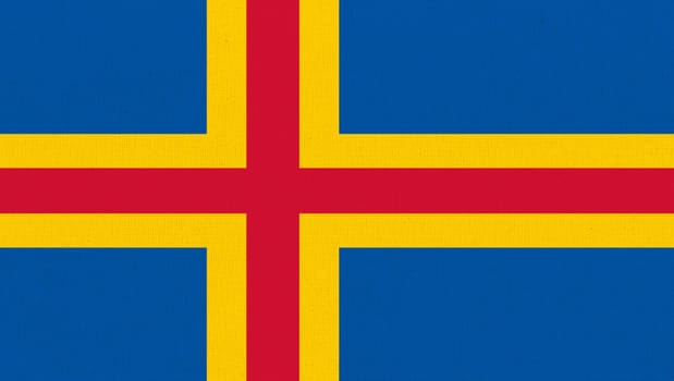 flag of Aland Islands. Aland Islands. smallest region of Finland. European region. European region.Island country. national flag on textured background. Fabric texture. Illustration of national symbol