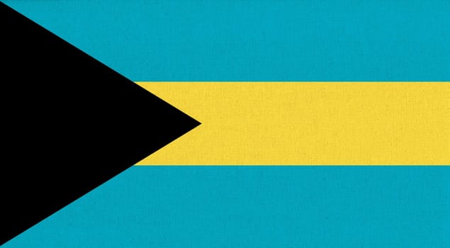 Flag of The Bahamas on fabric surface. Bahamas national flag on textured background. Bahamas state flag. Fabric Texture. Commonwealth of The Bahamas. Island country