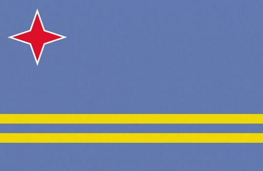 Flag of Aruba. Official symbol of Country of Aruba. 3D illustration. flag of Aruba. Island country. flag of Aruba island in Caribbean Sea