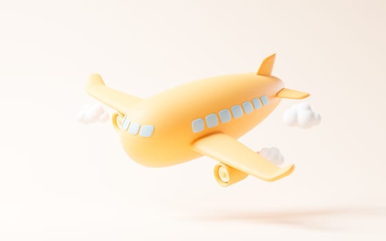 Airplane with cartoon style, 3d rendering. Digital drawing.