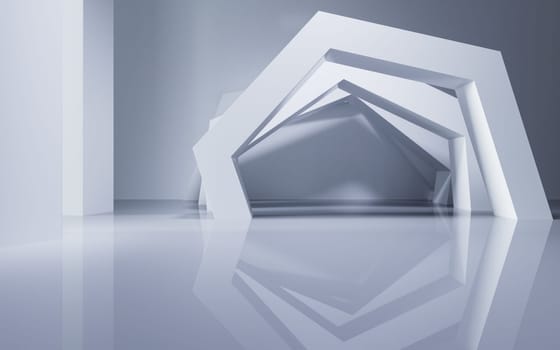 Abstract geometric interior structure, 3d rendering.