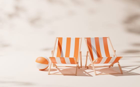Beach chairs with cartoon style, 3d rendering.