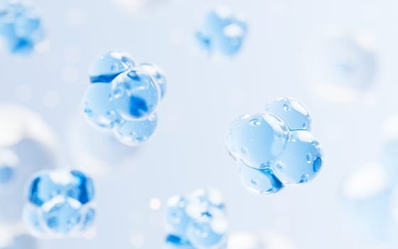 Transparent cell with biotechnology and cosmetic concept, 3d rendering.
