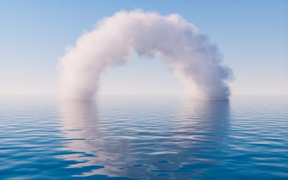 Cloud and water surface, 3d rendering. Computer digital drawing.