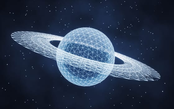 Digital sphere with glowing lines structure, 3d rendering. Computer digital drawing.
