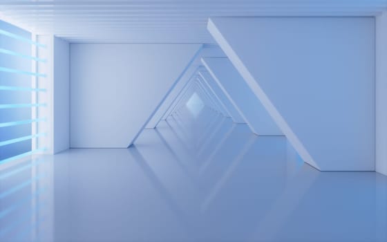 Empty white tunnel, 3d rendering. Computer digital drawing.