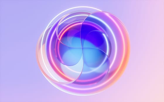 Gradient transparent curve glass, 3d rendering. Digital drawing.