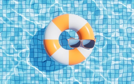 Inflatable swimming ring, summer and swimming themes, 3d rendering.
