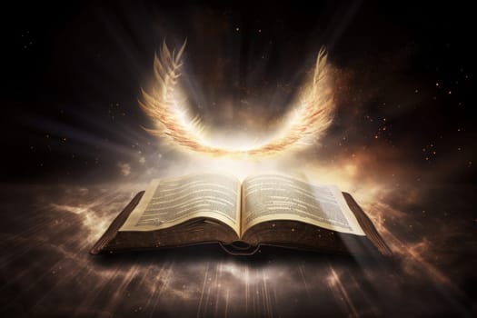 A book filled with pages of inspiration and creativity, with a glowing light emanating from within. Explore new ideas with AI Generative technology.
