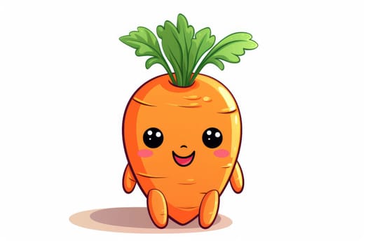Cartoon carrot with happy faces on white background. Generative AI