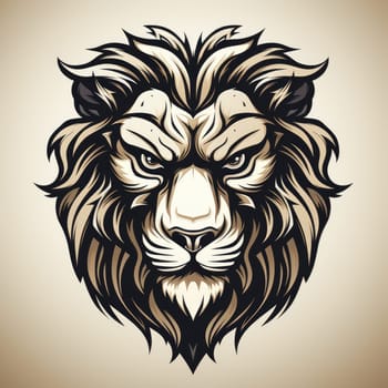 Illustration of a lion head. Lion head logo. Generative AI